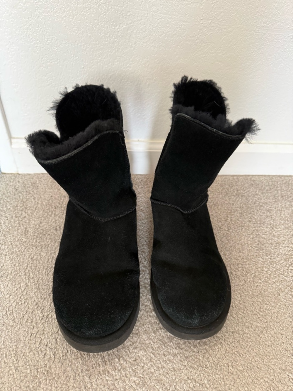 Ugg Black Suede Shearling Short boots Women